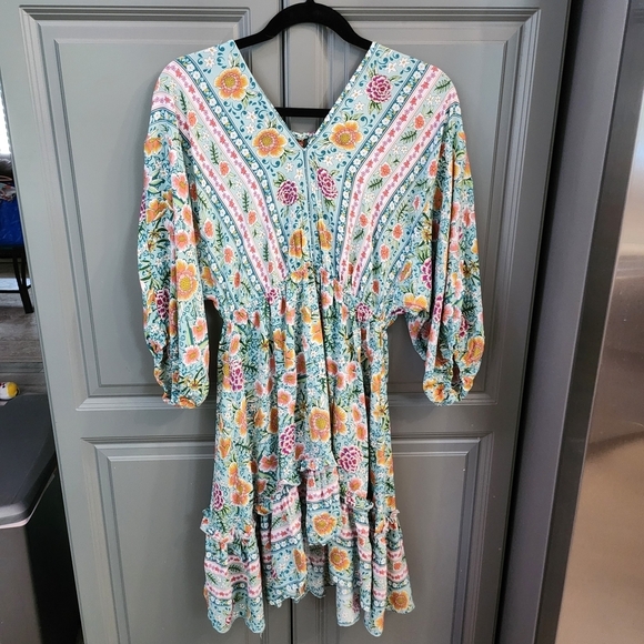 Umgee Dresses & Skirts - Boho Umgee Floral Print Dress in Teal and Pink